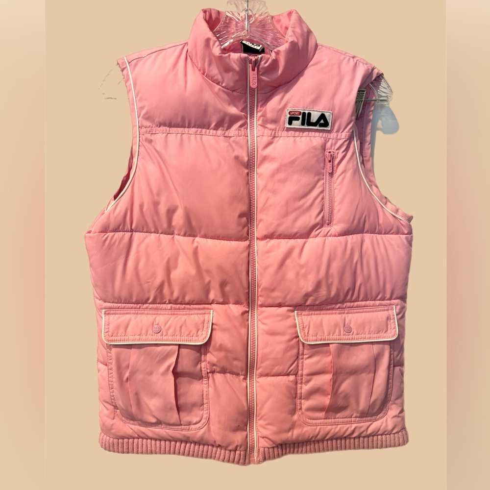 Pink Fila Puffer Vest